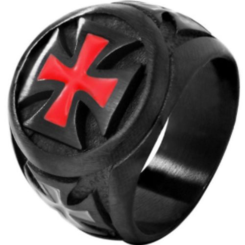 **COI Titanium Black Red Cross Ring-7178CC