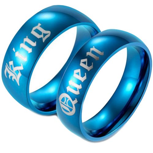 **COI Blue Tungsten Carbide King Queen Dome Court Ring-7190CC