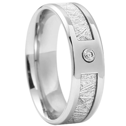 **COI Titanium Meteorite Beveled Edges Ring With Cubic Zirconia-7273BB