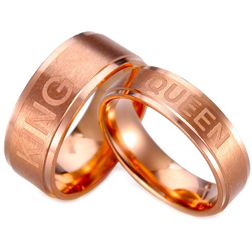 **COI Rose Titanium King Queen Step Edges Ring-7306BB