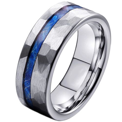 **COI Tungsten Carbide Meteorite Hammered Ring-7324BB