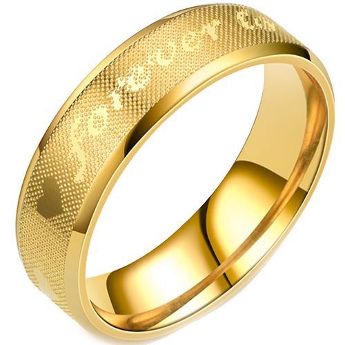 **COI Gold Tone Titanium Forever Love Beveled Edges Ring-7343AA