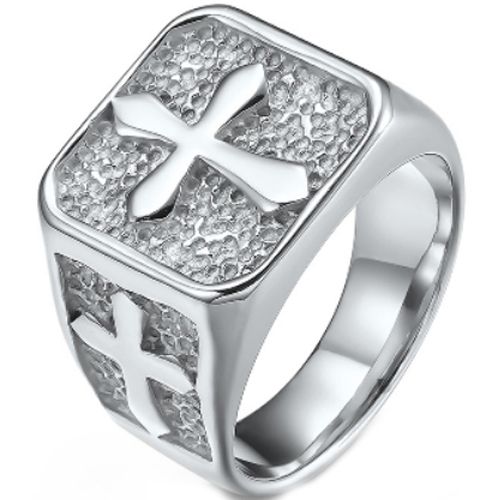 **COI Titanium Cross Signet Ring-7378AA