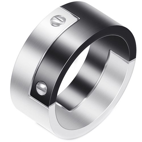 **COI Titanium Black Silver Ring-7400AA