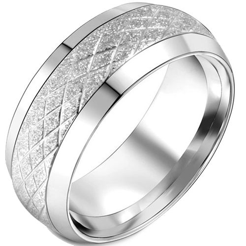 **COI Titanium Sandblasted Grooves Ring-7424AA