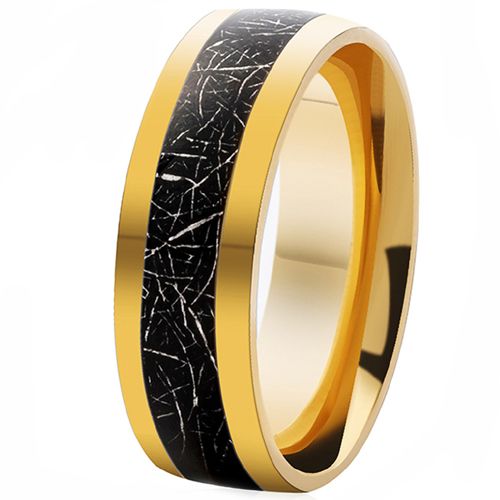 **COI Gold Tone Titanium Dome Court Ring With Meteorite-7488BB