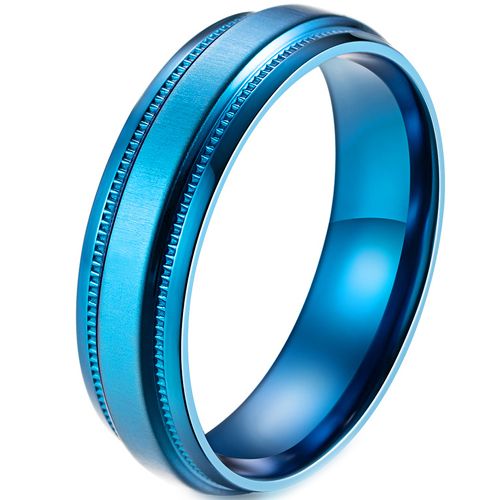 **COI Blue Titanium Milgrain Step Edges Ring-7519AA