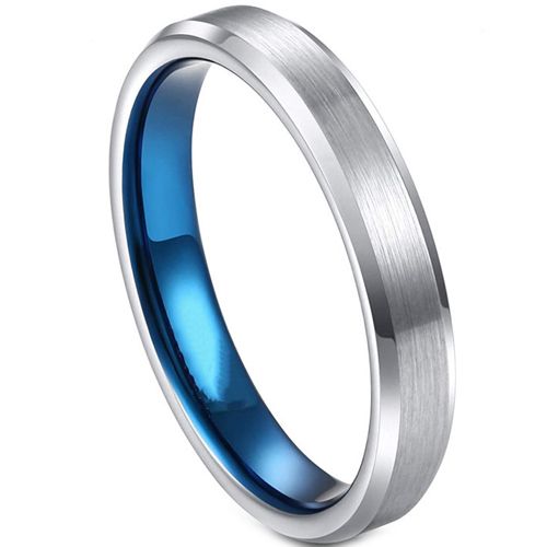 **COI Titanium Blue Silver Beveled Edges Ring-7565AA