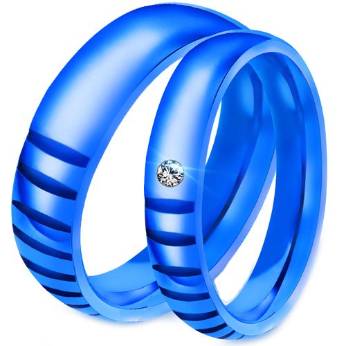 **COI Blue Titanium Couple Wedding Band Ring-7591AA