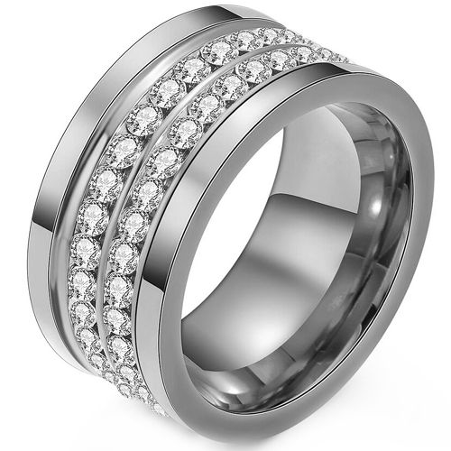 **COI Titanium Gold Tone/Silver Ring With Cubic Zirconia-7615AA