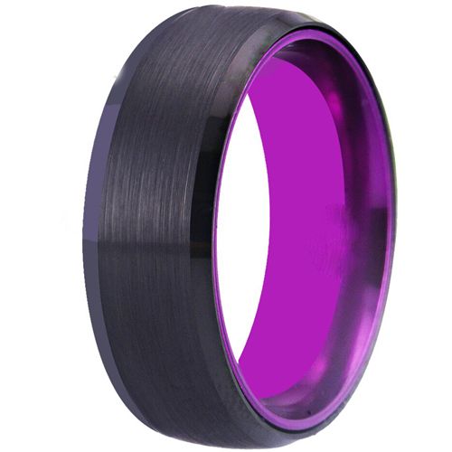 **COI Tungsten Carbide Black Purple Beveled Edges Ring-7650AA