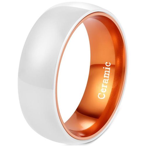 **COI Tungsten Carbide Orange White Ceramic Dome Court Ring-7655AA