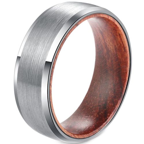 **COI Tungsten Carbide Beveled Edges Ring With Wood-7661AA