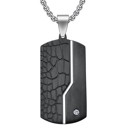 COI Titanium Black Silver Pendant With Cubic Zirconia-7673AA