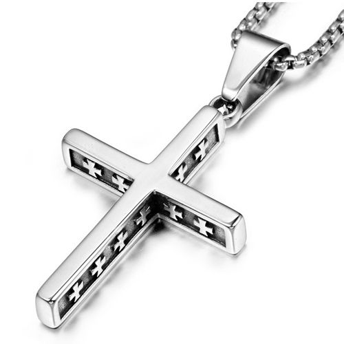 COI Titanium Gold Tone/Silver Cross Pendant-7722AA