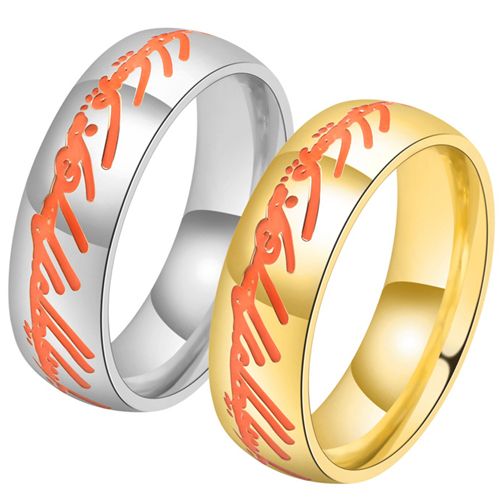 **COI Titanium Gold Tone/Silver Orange Lord The Rings Ring Power-7753AA
