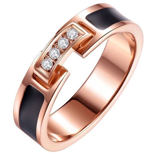 **COI Titanium Rose Black Ring With Cubic Zirconia-7854AA