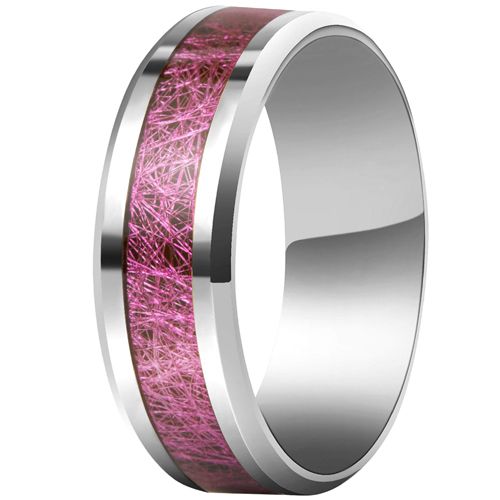 **COI Titanium Purple Red Meteorite Beveled Edges Ring-7873AA