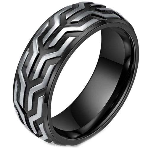 **COI Titanium Black/Gold Tone Silver Ring-7933AA