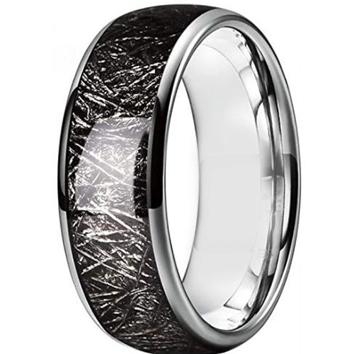 **COI Titanium Black Meteorite Dome Court Ring-8013