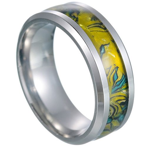 **COI Titanium Camo Beveled Edges Ring-8058