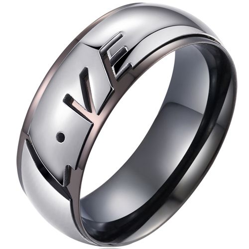 **COI Titanium Black Silver Love Ring-8110