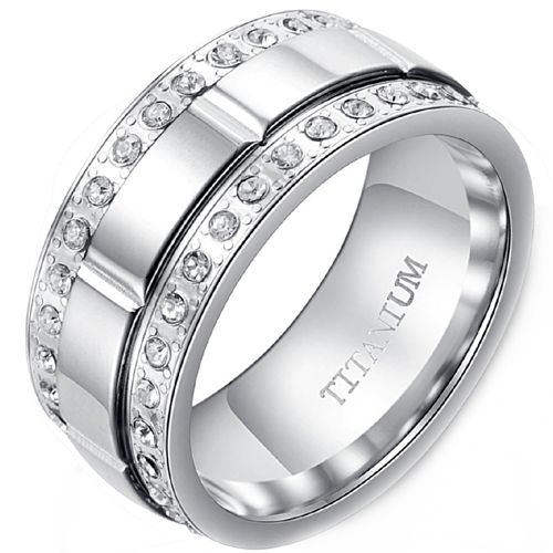 **COI Titanium Grooves Ring With Cubic Zirconia-8362