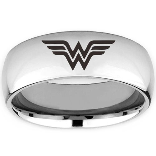 COI Tungsten Carbide Black/Gold Tone/Silver/Rose Wonder Women Dome Court Ring-8378