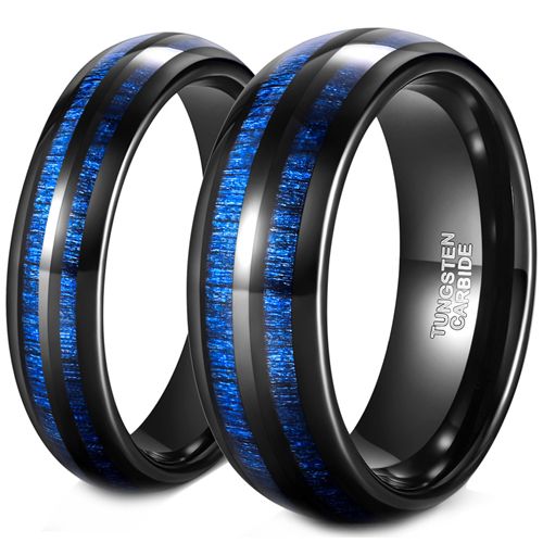 **COI Black Tungsten Carbide Dome Court Ring With Carbon Fiber-8444