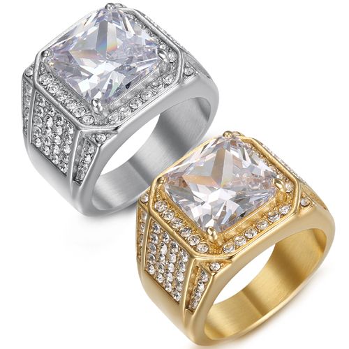 **COI Titanium Gold Tone/Silver Ring With Cubic Zirconia-8457