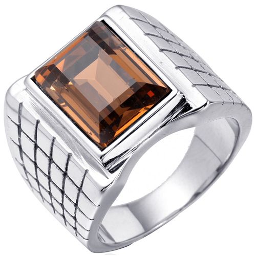 **COI Titanium Gold Tone/Silver Grooves Ring With Tiger Eye-8465