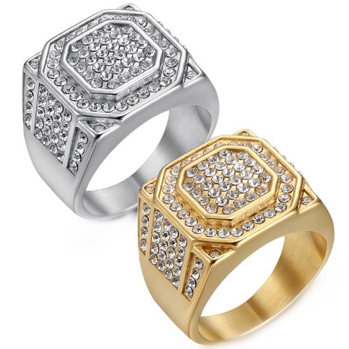 **COI Titanium Gold Tone/Silver Ring With Cubic Zirconia-8473