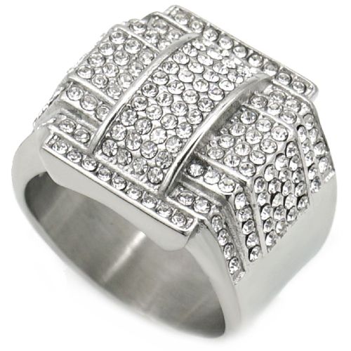 **COI Titanium Gold Tone/Silver Ring With Cubic Zirconia-8476