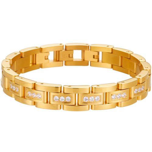 COI Gold Tone Titanium Cubic Zirconia Bracelet With Steel Clasp(Length: 9.06 inches)-8485AA