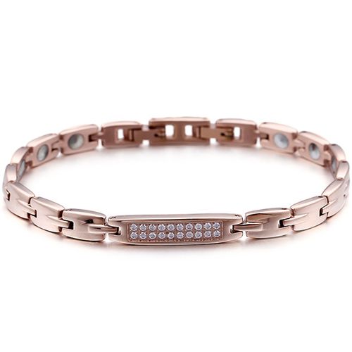 COI Rose Titanium Cubic Zirconia Bracelet With Steel Clasp(Length: 8.66 inches)-8492