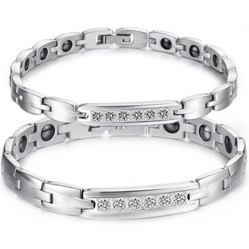 COI Titanium Cubic Zirconia Bracelet With Steel Clasp(Length: 7.87 inches)-8497
