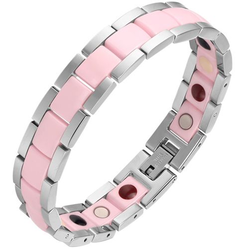 COI Titanium Bracelet With Pink Ceramic & Steel Clasp(Length: 7.48 inches)-8611