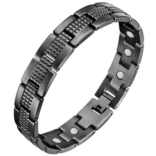 COI Black Titanium Bracelet With Steel Clasp(Length: 8.26 inches)-8613