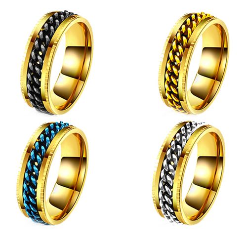 **COI Titanium Gold Tone Black/Blue/Silver/Gold Tone Keychain Link Ring-8701