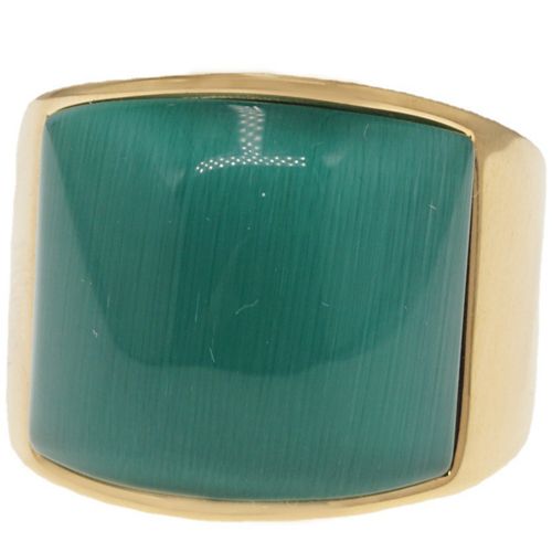 **COI Titanium Gold Tone/Silver Ring With Synthetic Jade-8705