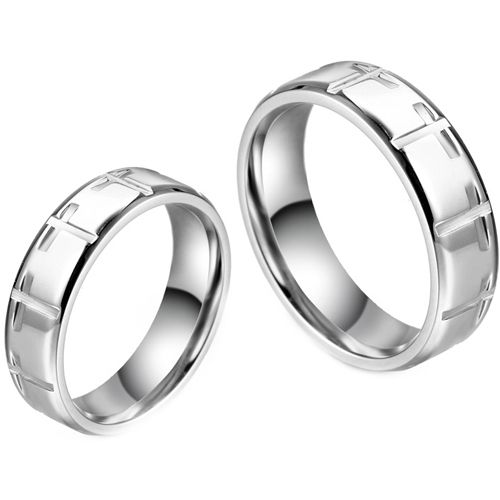 **COI Titanium Beveled Edges Ring With Cross-8710