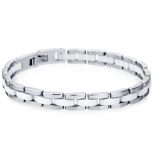 COI Titanium White Ceramic Bracelet With Steel Clasp(Length: 8.27 inches)-8832