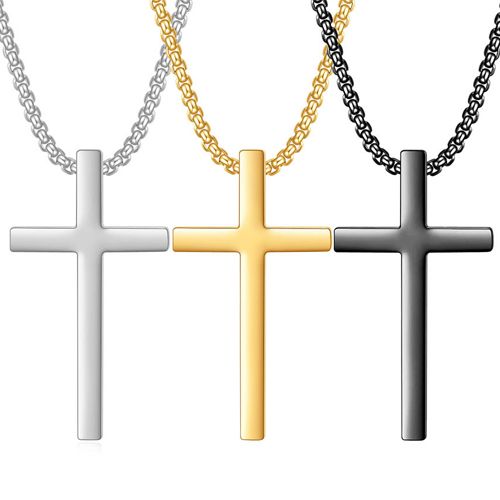 **COI Titanium Black/Gold Tone/Silver Cross Pendant-8889AA