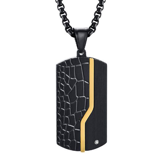 COI Titanium Black Gold Tone/Silver Pendant With Cubic Zirconia-9049AA