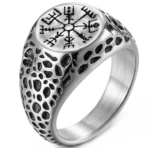 **COI Titanium Black Silver/Black Viking Ring-9058AA