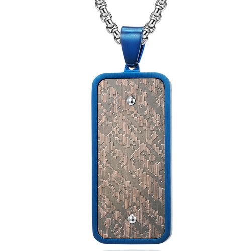 COI Titanium Black/Blue Silver Dog Tag Pendant-9062AA