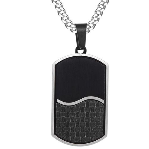 COI Titanium Black Silver Dog Tag Pendant-9069AA