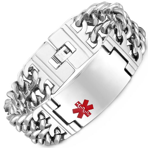 COI Titanium Medical Alert Bracelet With Steel Clasp Length 8.86
