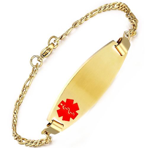 COI Gold Tone Titanium Medical Alert Bracelet With Steel Clasp(Length: 7.87 inches)-9075AA
