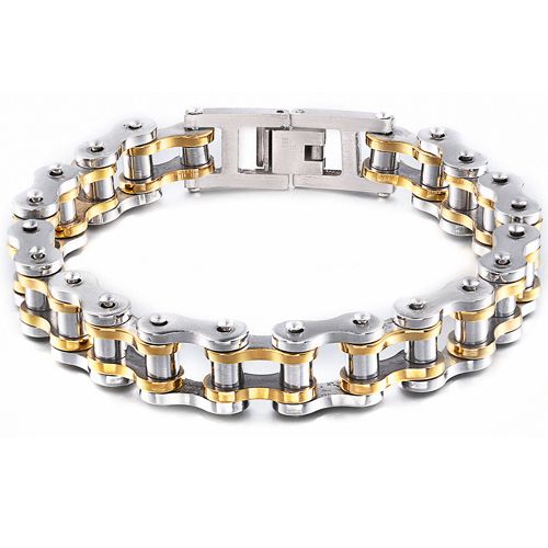COI Titanium Silver Black/Gold Tone/Silver Bracelet With Steel Clasp(Length: 8.86 inches)-9095AA